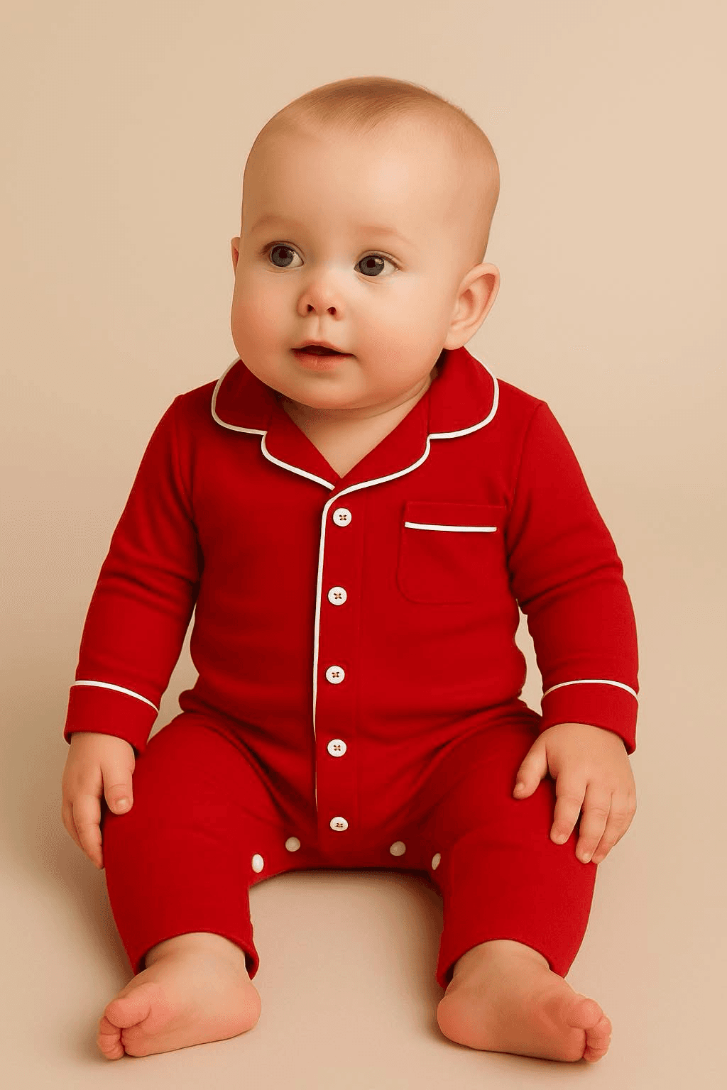 Red Collar Rompers – Kids