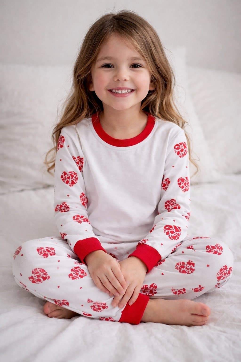 Kids Sublimation PJs – Red Hearts